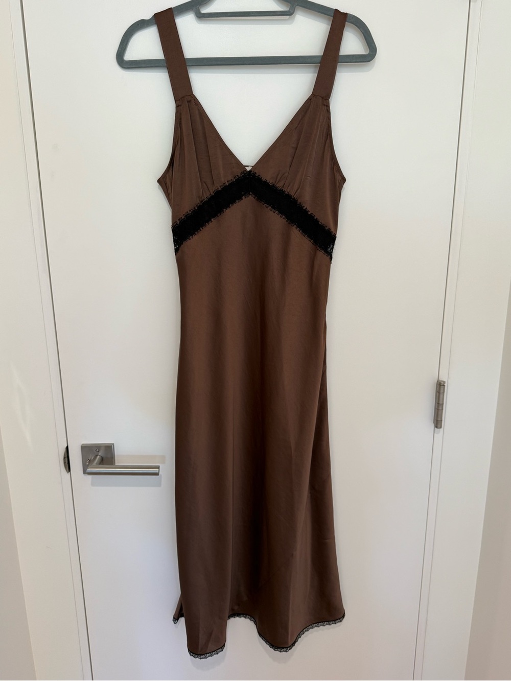 Aritzia Brown Slip Dress with Black Lace Detail - Picture 1 of 1